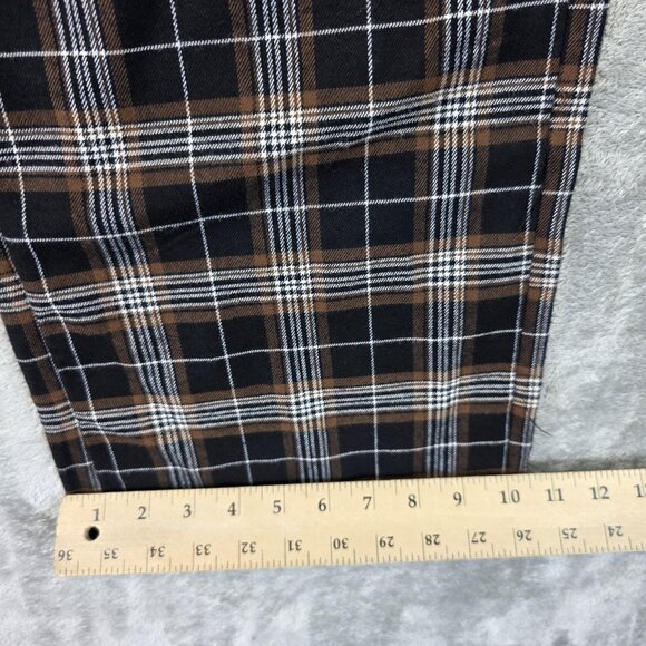 Hollister Pants Womens 7 Long Brown Black Plaid High-Rise Straight W28 Stretch - Picture 8 of 12